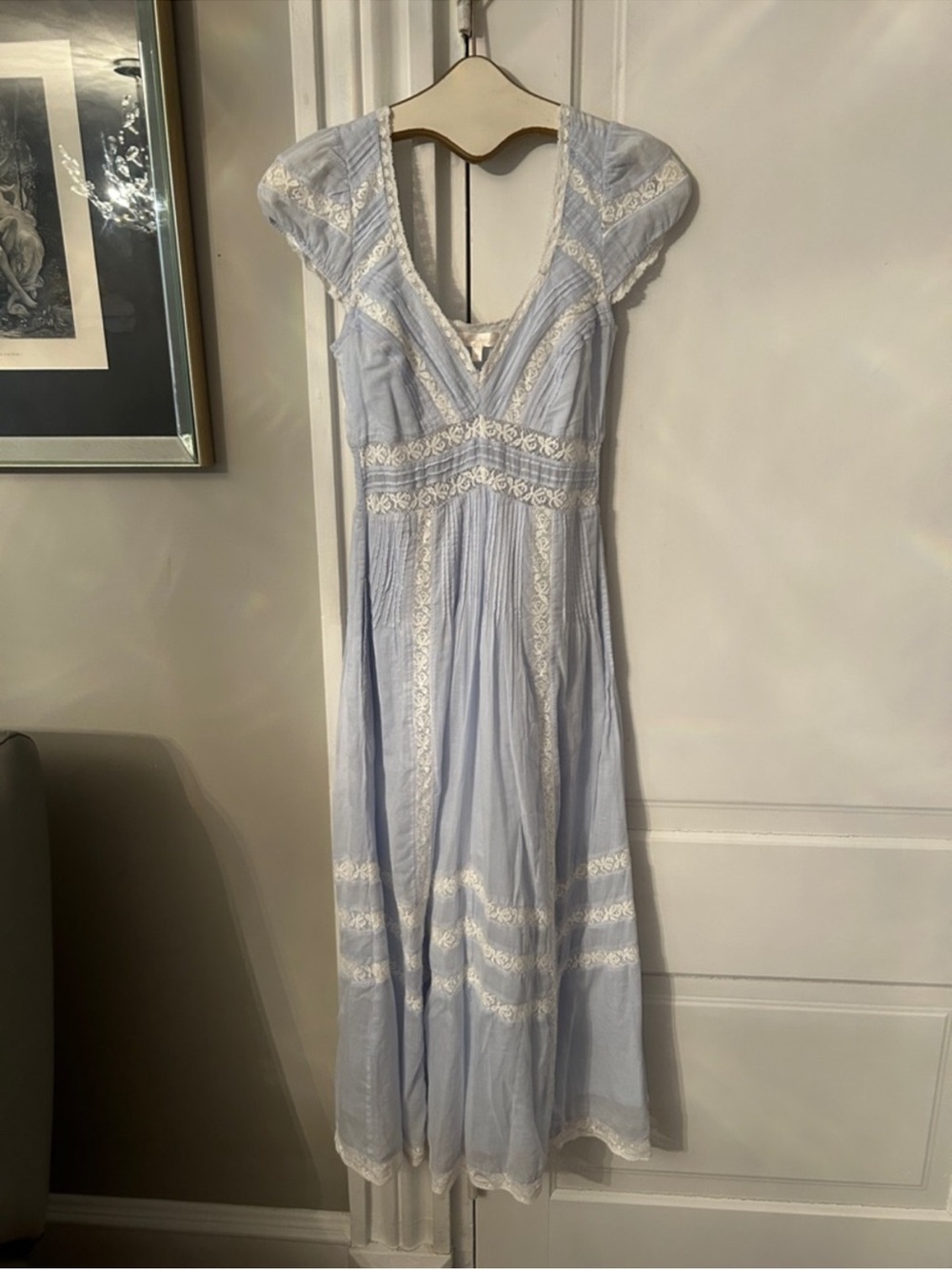 Light Blue Lace-Trim Maxi Dress Suvi - Women